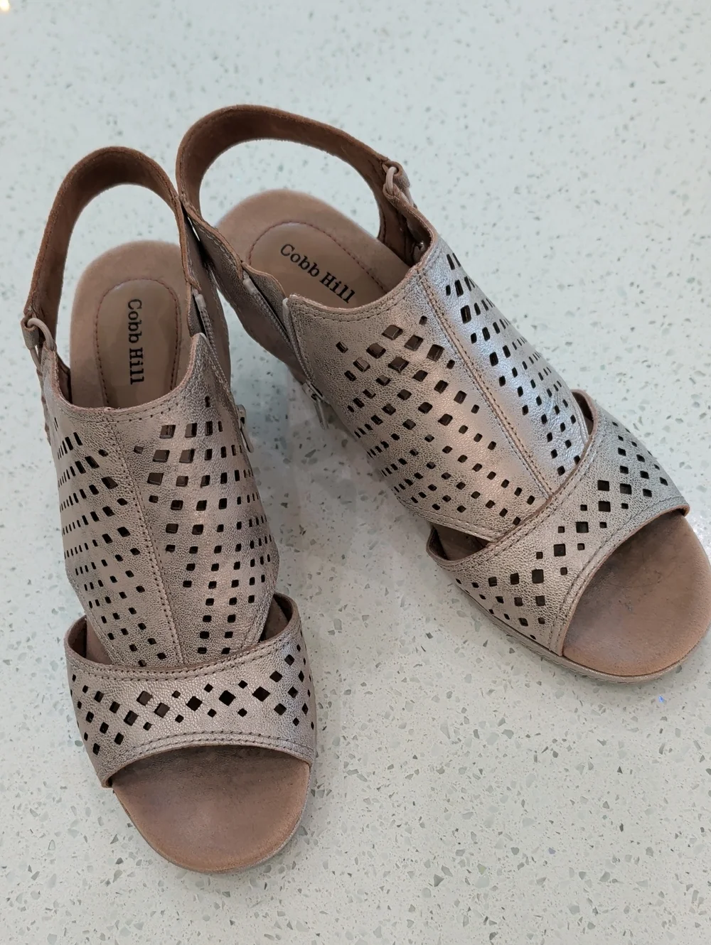 Cobb Hill by New Balance Rose Gold Laser-Cut Slingback Sandals
